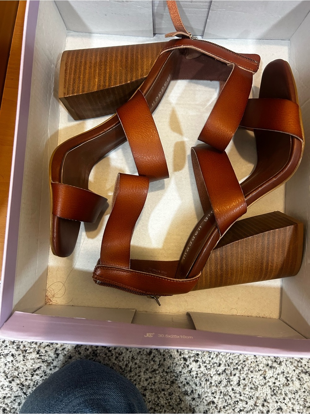 Madden Girl Cognac Strappy Block Heel Sandals
